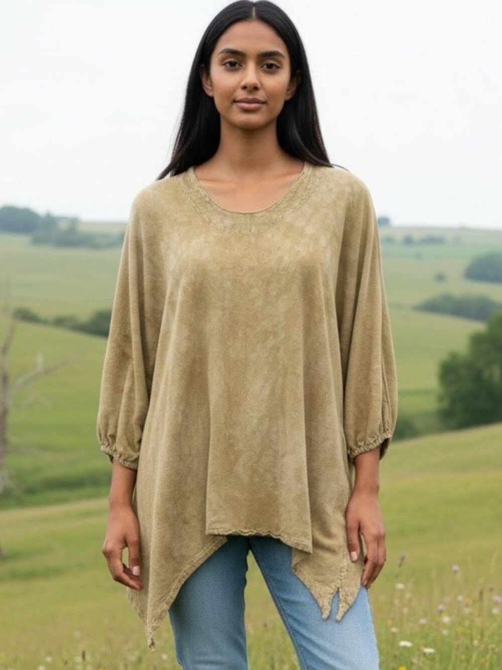Oh My Gauze! Arty Cotton Gauze Blouse Tunic Top 3 US/XXL Tie Dye